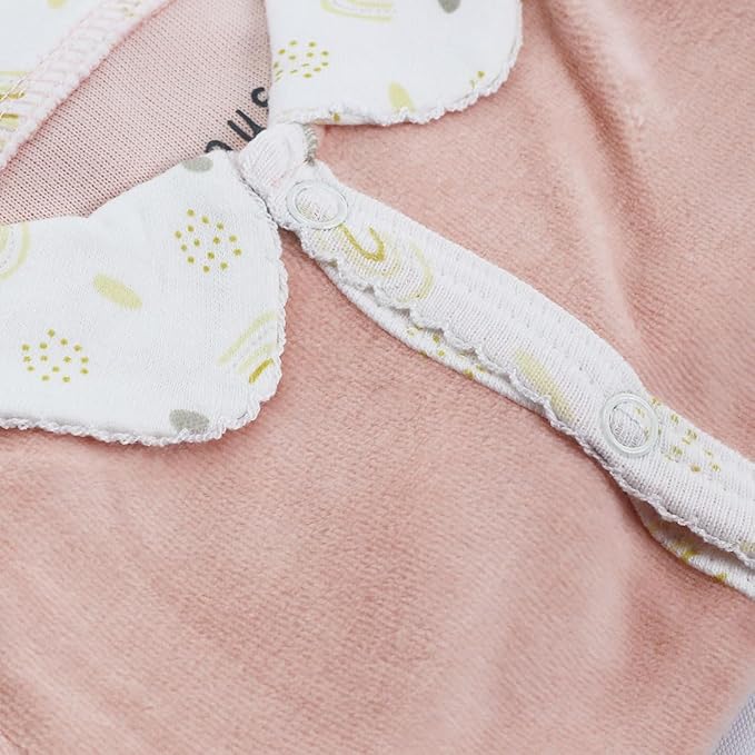Kit Naissance bébé - 6 Pièces (Pyjama, Body, Bonnet, Moufles, Chaussons et Pochon de Rangement) Cadeau Bébé Fille - Certifié OKEO-TEX - Motif Arc en Ciel - Rose