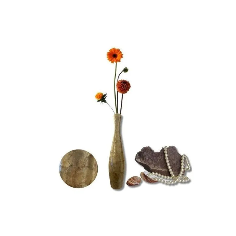 DJO Vase à fleurs en nacre beige - Forme LONG diam 10cm long 45cm