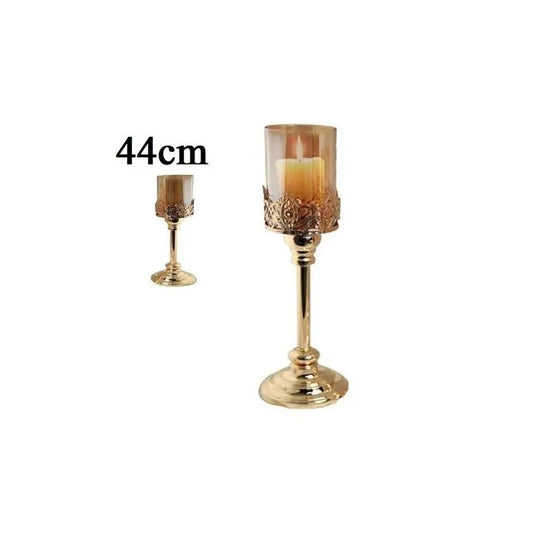 Supports de Bougie Pilier en métal doré - Bougeoirs pour Bougies 44cm -